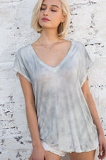 Folded Short Sleeve V-Neck T Shirt - Debs on 5th