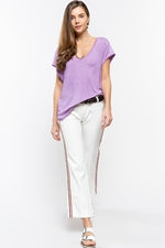 Folded Short Sleeve V-Neck T Shirt - Debs on 5th