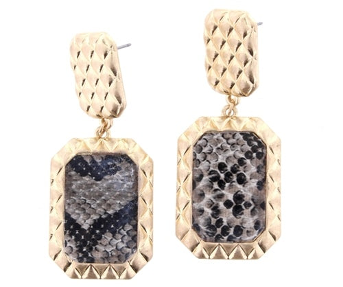 Snakeskin Rectangular Earrings - Debs on 5th