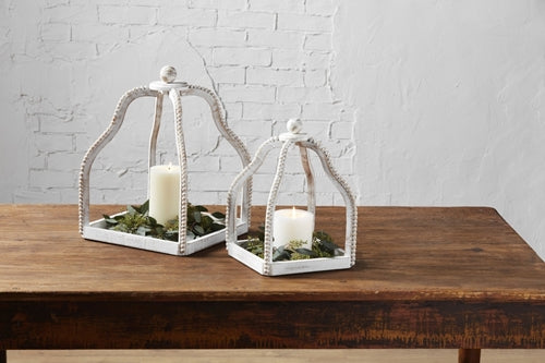 Set of Two White-Washed Lanterns - Debs on 5th