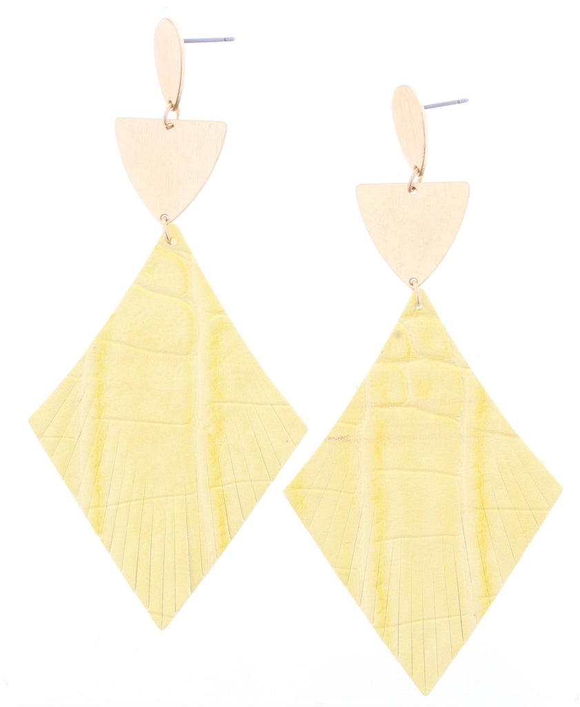 Gold Teardrop Post with Gold Half Eclipse Alligator Leather - Debs on 5th