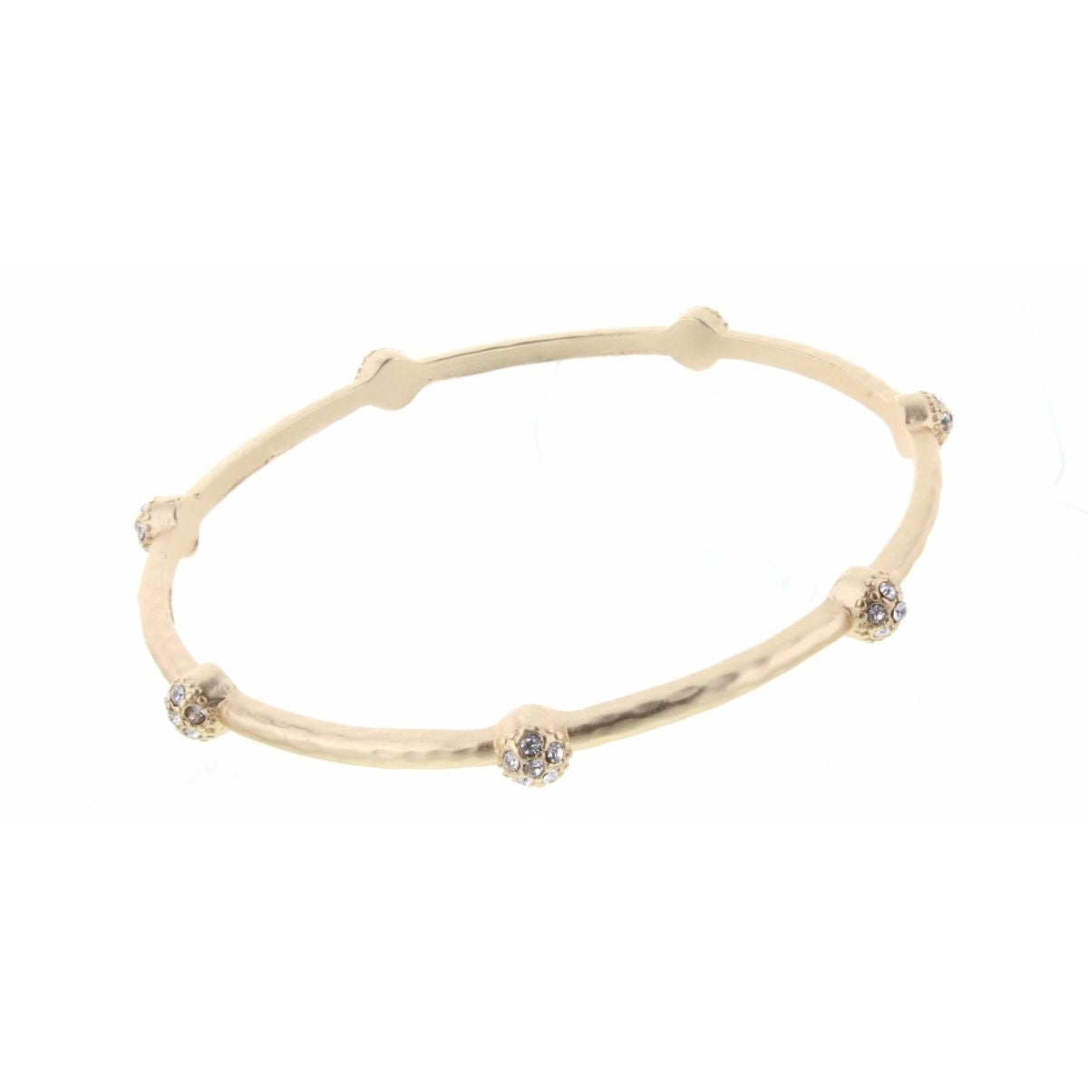 Clear Czech Encrusted Ball Station Bangle Bracelet - Debs on 5th