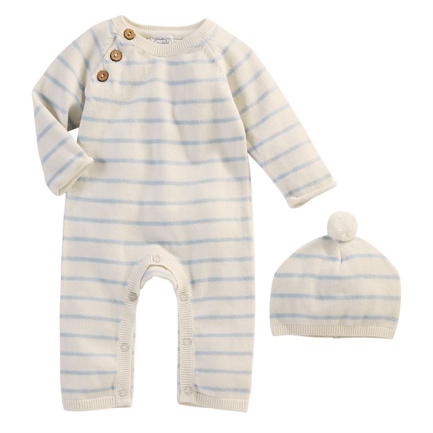 Blue & Ivory Knitted Print Sleeper Gift Set - Debs on 5th