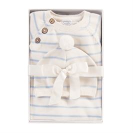 Blue & Ivory Knitted Print Sleeper Gift Set - Debs on 5th