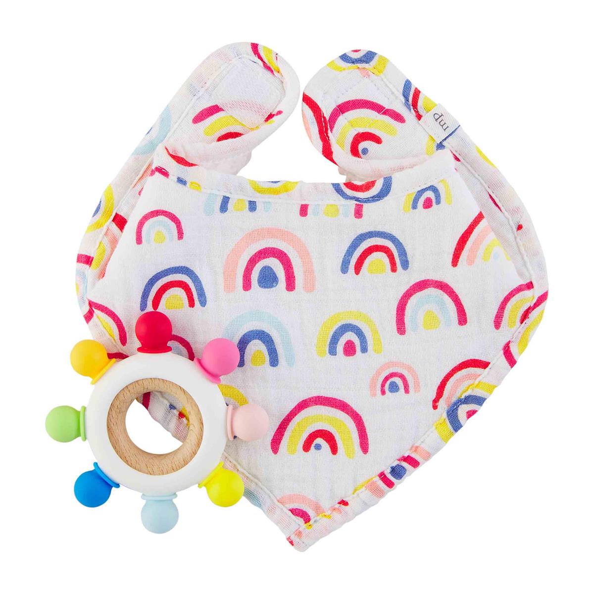 Rainbow Bib & Teether Set - Debs on 5th