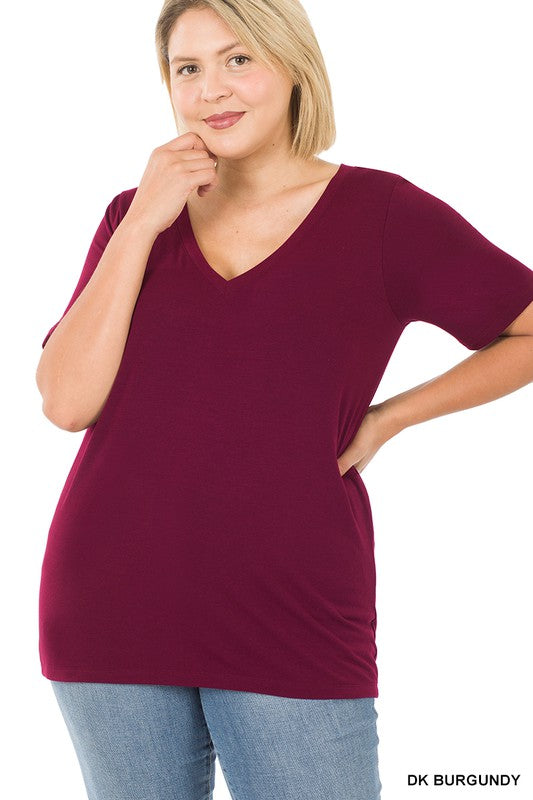 Plus Size Short Sleeve V-Neck Tee - Debs on 5th