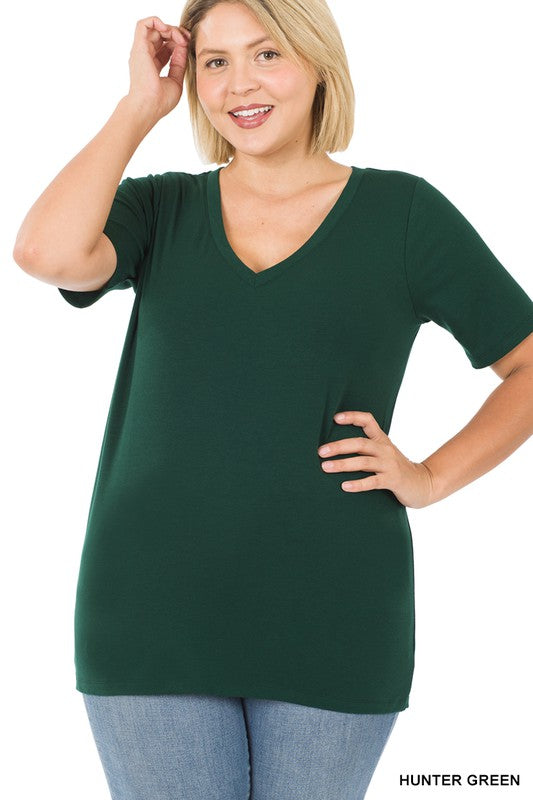 Plus Size Short Sleeve V-Neck Tee - Debs on 5th