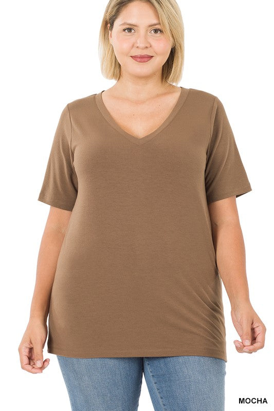 Plus Size Short Sleeve V-Neck Tee - Debs on 5th