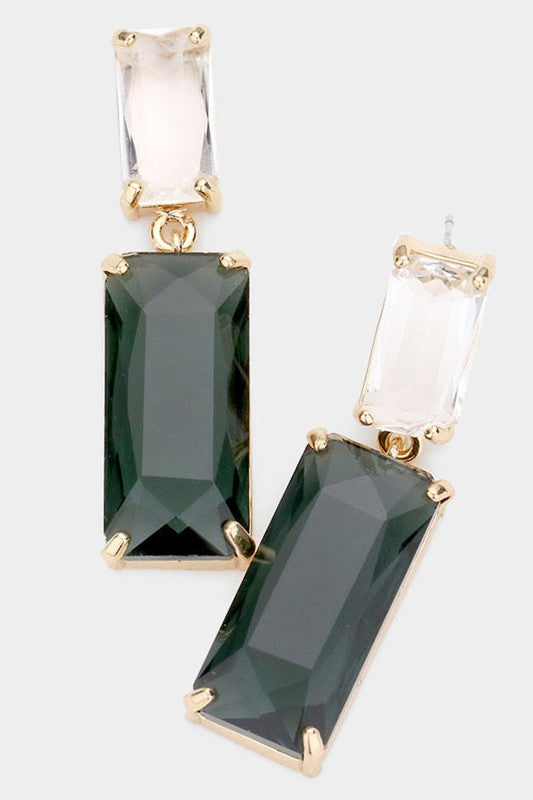 Double Lucite Rectangle Link Dangle Earrings - Debs on 5th
