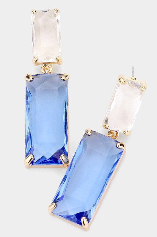 Double Lucite Rectangle Link Dangle Earrings - Debs on 5th