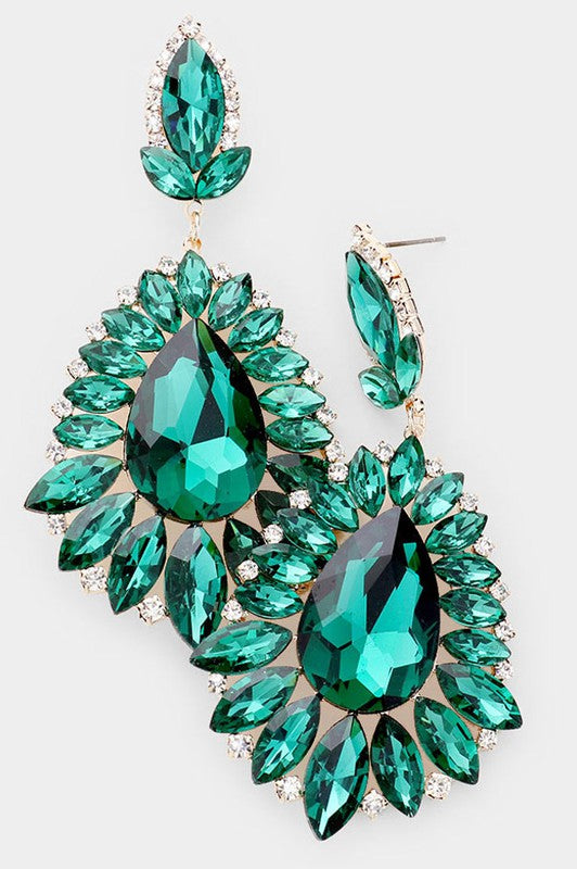Teardrop Crystal Marquise Accented Evening Earrings - Debs on 5th