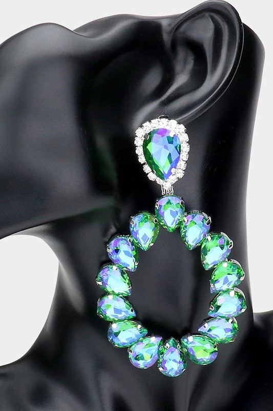 Teardrop Crystal Rhinestone Evening Earring - Debs on 5th