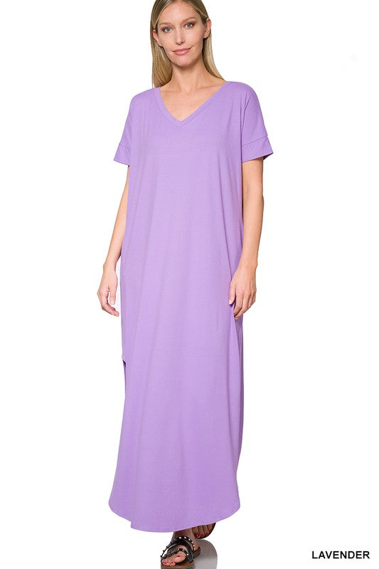 V-Neck Maxi Dress w/Pockets - Debs on 5th