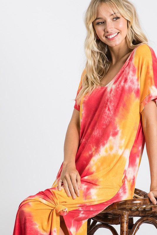 Tie Dye Side Slit Maxi Dress - Debs on 5th