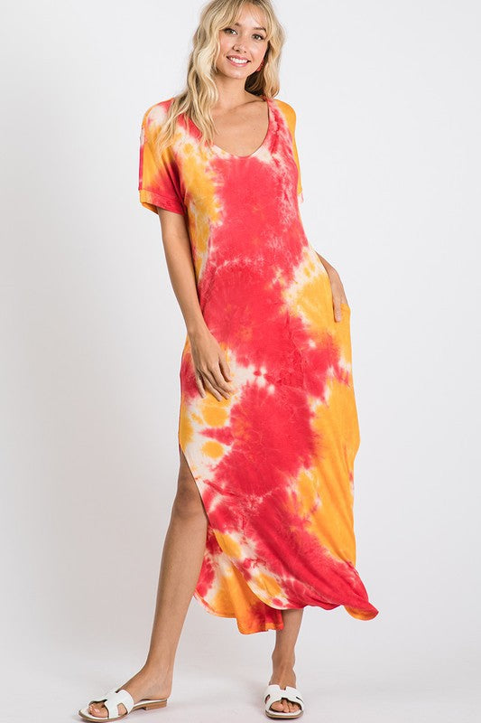 Tie Dye Side Slit Maxi Dress - Debs on 5th