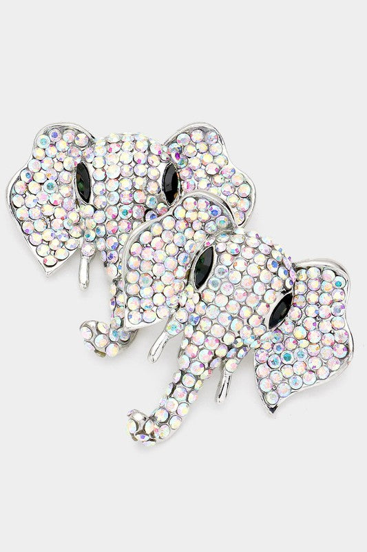 Stone Embellished Elephant Earrings - Debs on 5th