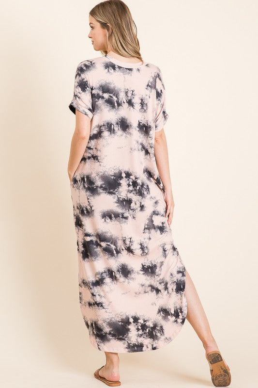 Tie Dye V-Neck Maxi Dres - Debs on 5th