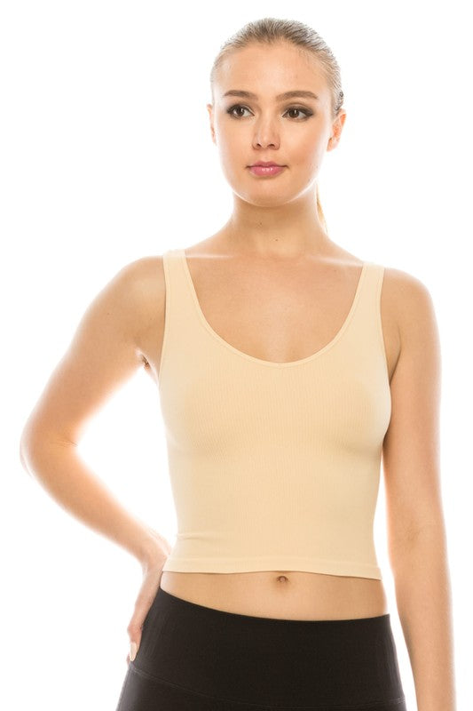 V-Neck Ribbed Crop Tank Top - Debs on 5th