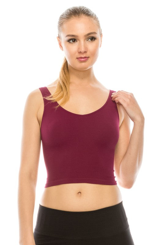 V-Neck Ribbed Crop Tank Top - Debs on 5th