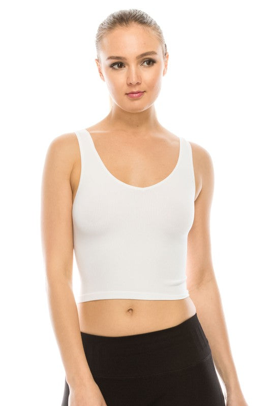 V-Neck Ribbed Crop Tank Top - Debs on 5th