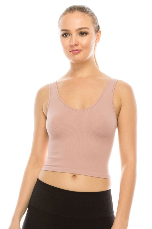 V-Neck Ribbed Crop Tank Top - Debs on 5th