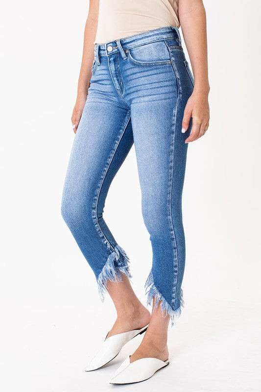 Frayed Hem Ankle Jeans - Debs on 5th