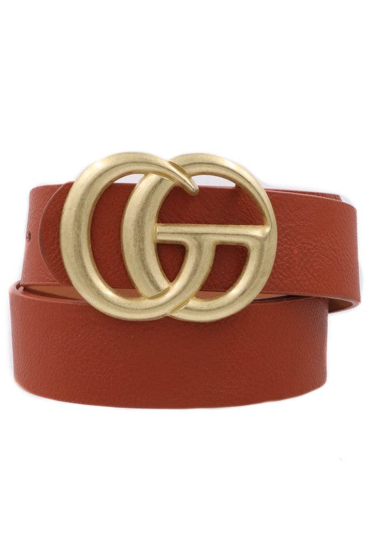 Double Metal Ring Faux Leather Buckle Belt - Debs on 5th