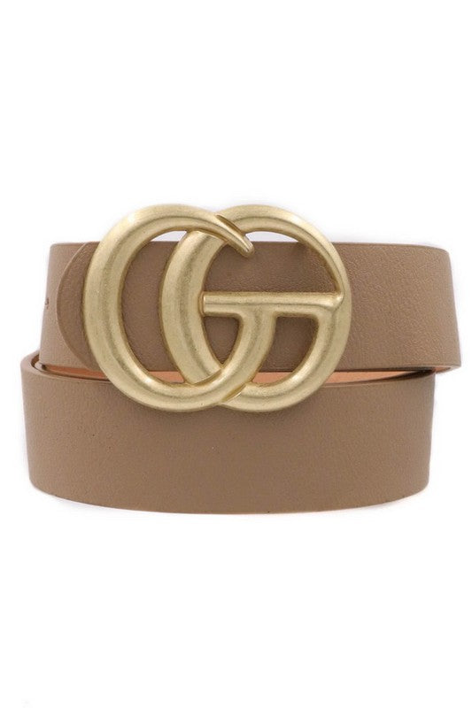 Double Metal Ring Faux Leather Buckle Belt - Debs on 5th