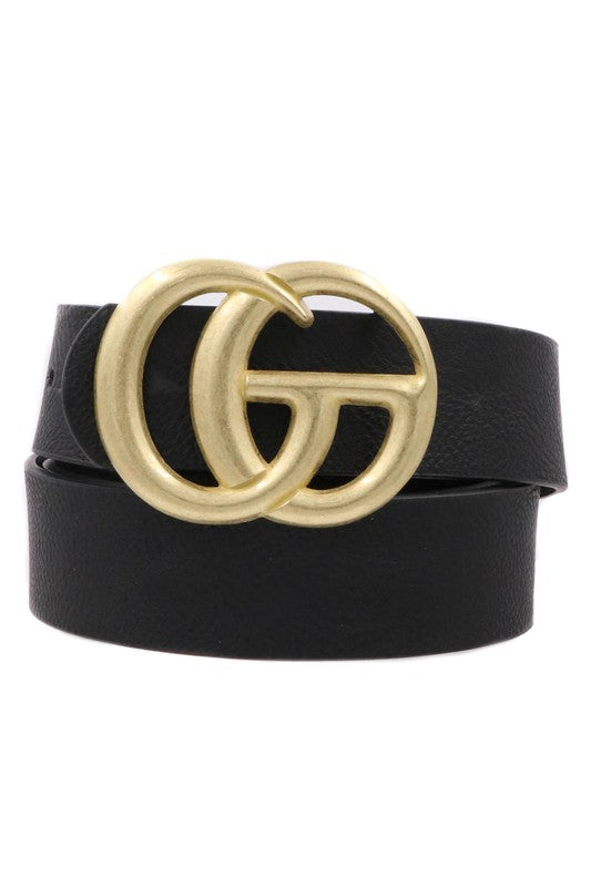 Double Metal Ring Faux Leather Buckle Belt - Debs on 5th