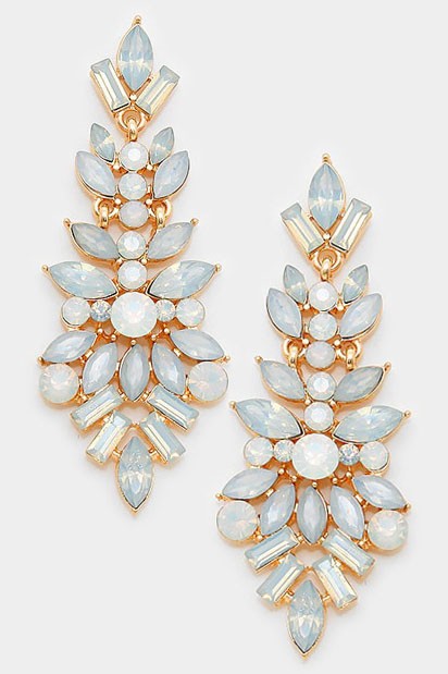 Crystal Rhinestone Statement Evening Earrings - Debs on 5th