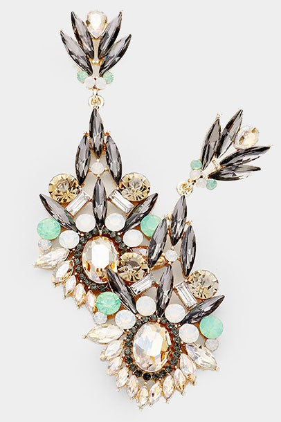 Crystal Rhinestone Statement Evening Earrings - Debs on 5th