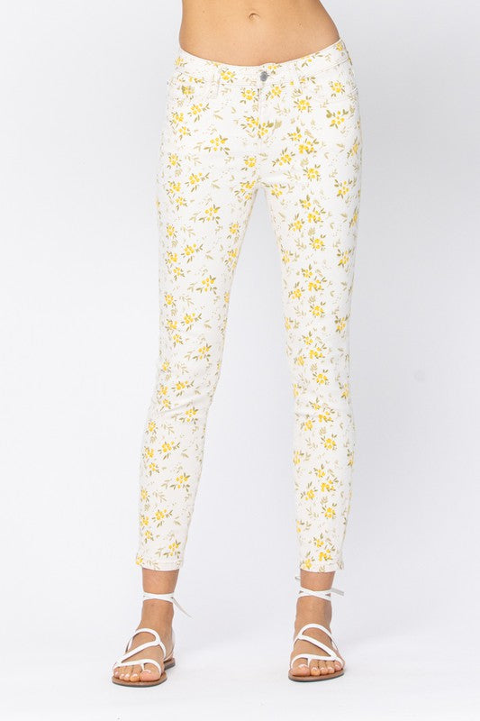 Floral Print Midrise Skinny Jeans - Debs on 5th