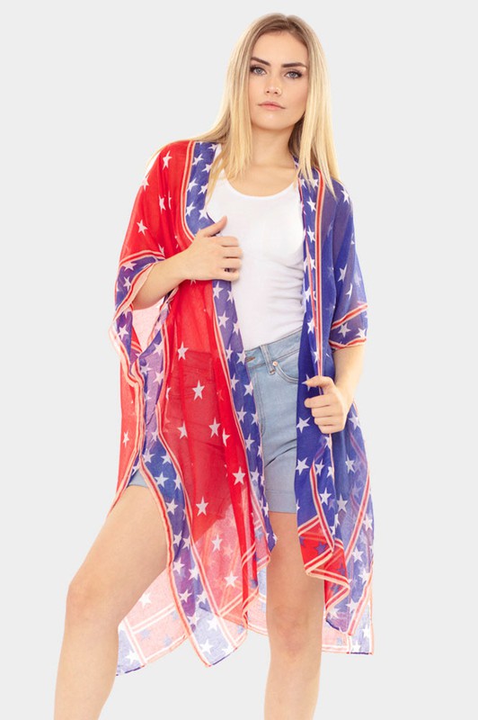 American USA Flag Kimono Poncho - Debs on 5th