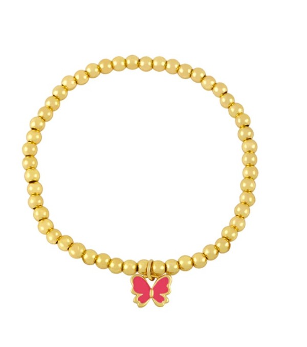 Gold Color Beads Butterfly Charms Bracelet - Debs on 5th