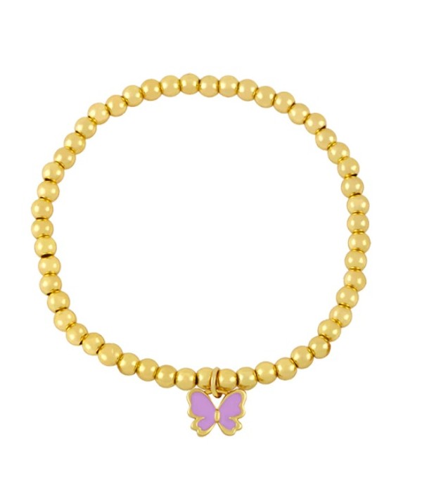Gold Color Beads Butterfly Charms Bracelet - Debs on 5th