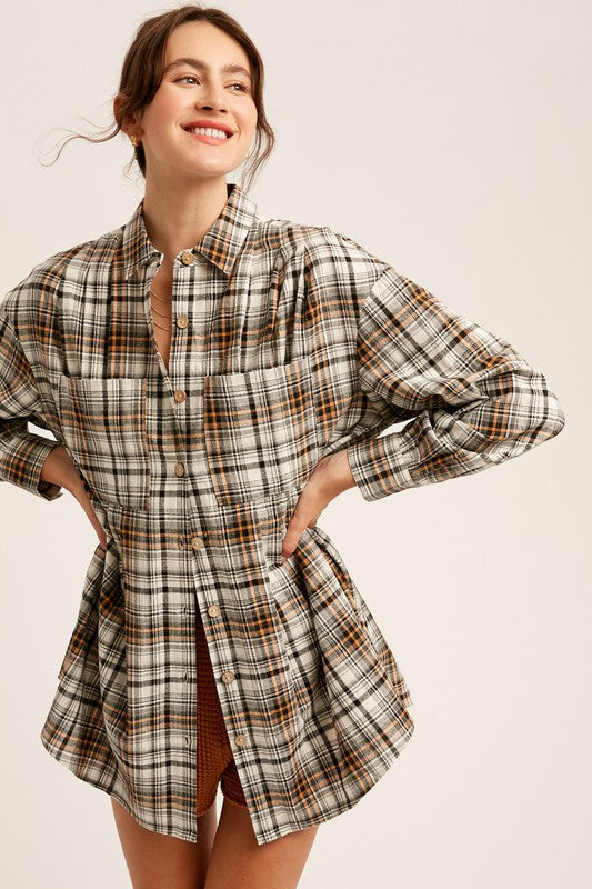 Era Of Us Plaid Button Down Top - Debs on 5th