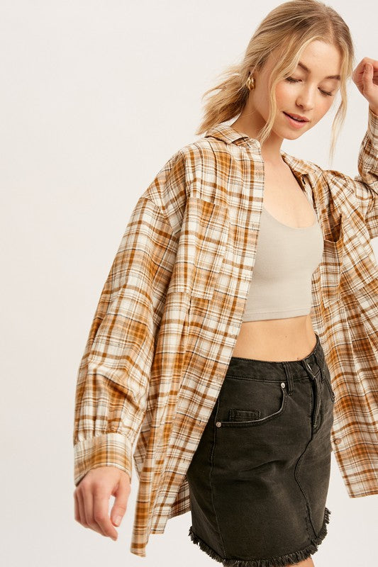 Era Of Us Plaid Button Down Top - Debs on 5th