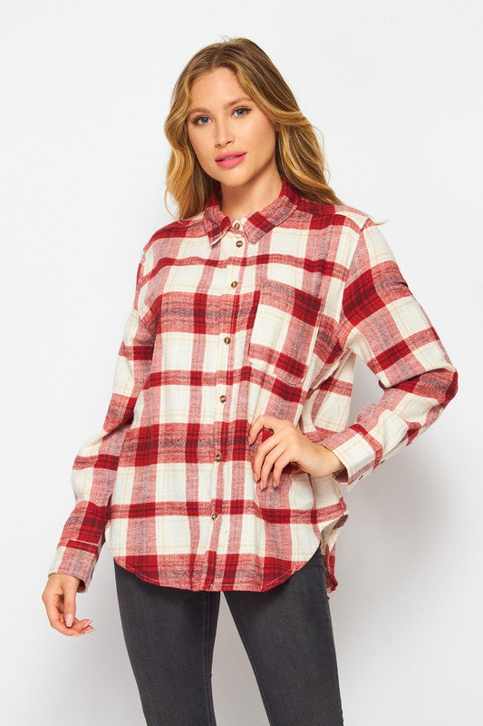 Plaid Casual Flannel Top - Debs on 5th