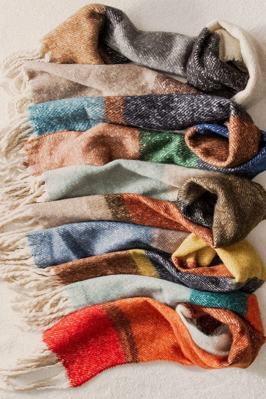 Multi Stripe Cozy Scarf with Fringe - Debs on 5th
