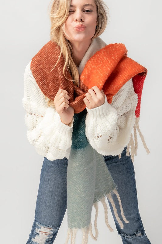 Multi Stripe Cozy Scarf with Fringe - Debs on 5th