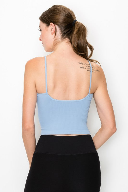 Ribbed V-Neck Crop Bra Cami - Debs on 5th