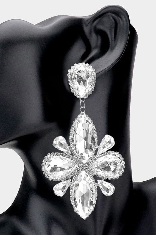 Teardrop Marqusie Stone Clip on Evening Earrings - Debs on 5th