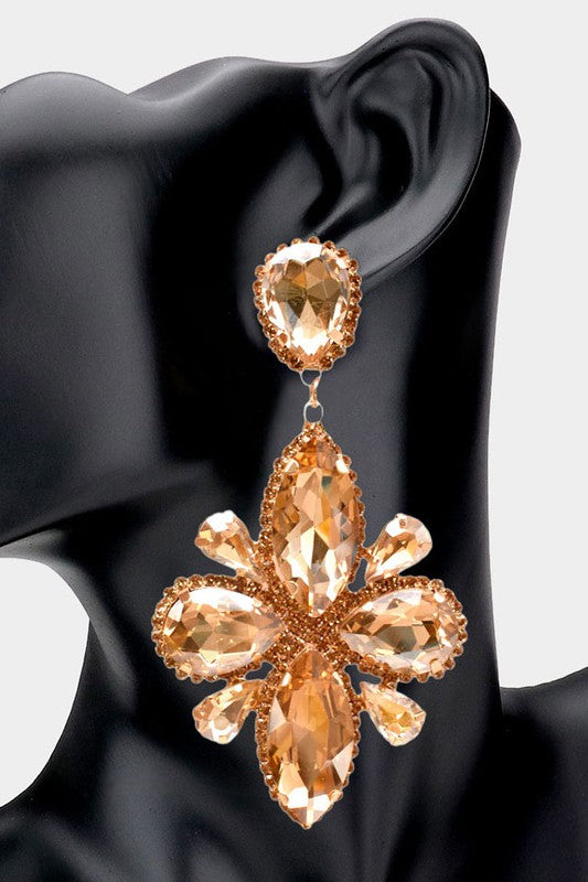 Teardrop Marqusie Stone Clip on Evening Earrings - Debs on 5th