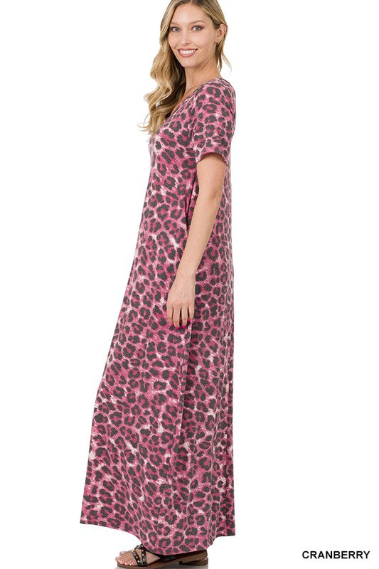 Leopard Short Sleeve Maxi Dress - Debs on 5th