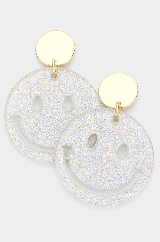 Glittered Smile Dangle Earrings - Debs on 5th