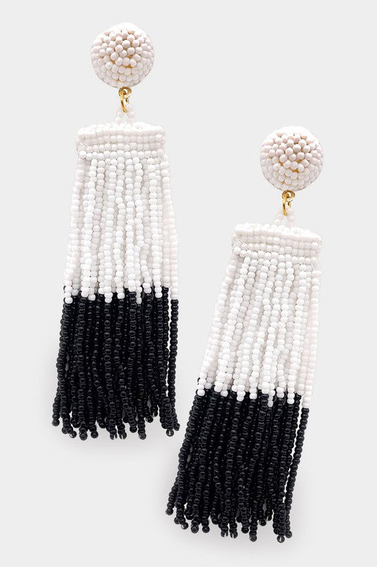 Seed Beaded Fringe Dangle Earrings - Debs on 5th