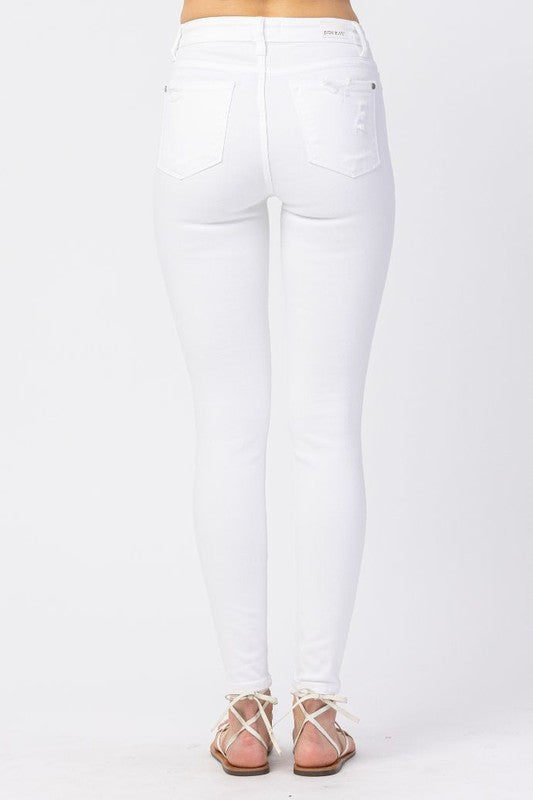 White Distressed Skinny Jeans - Debs on 5th