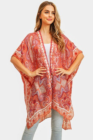 Bohemian Patterned Cover Up Kimono Poncho - Debs on 5th