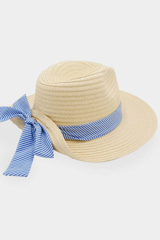 Striped Band Fold Straw Sun Hat - Debs on 5th