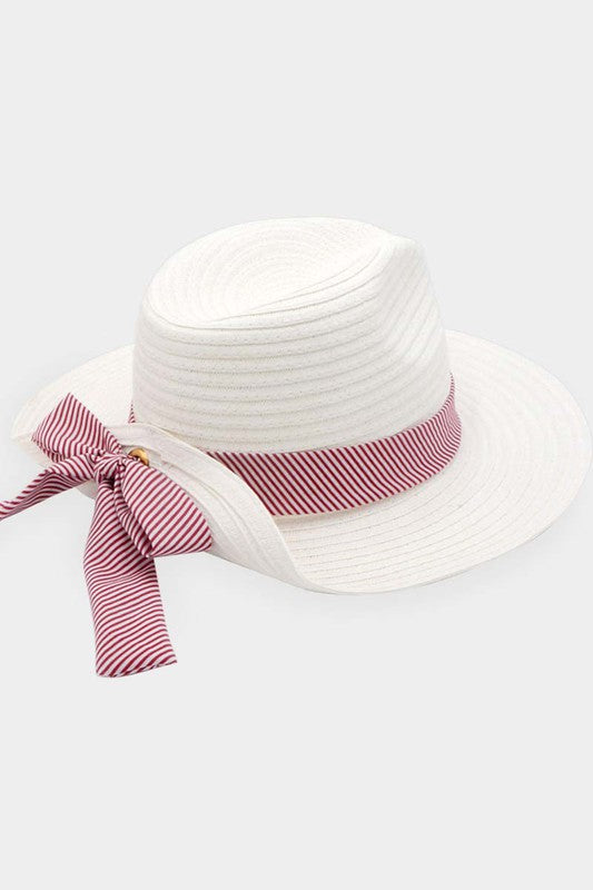 Striped Band Fold Straw Sun Hat - Debs on 5th